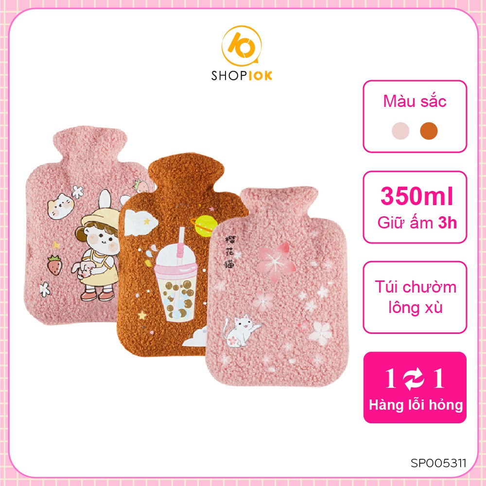 Túi chườm ấm giảm đau bụng, đau lưng, làm ấm mùa đông size 350ml- SP005311