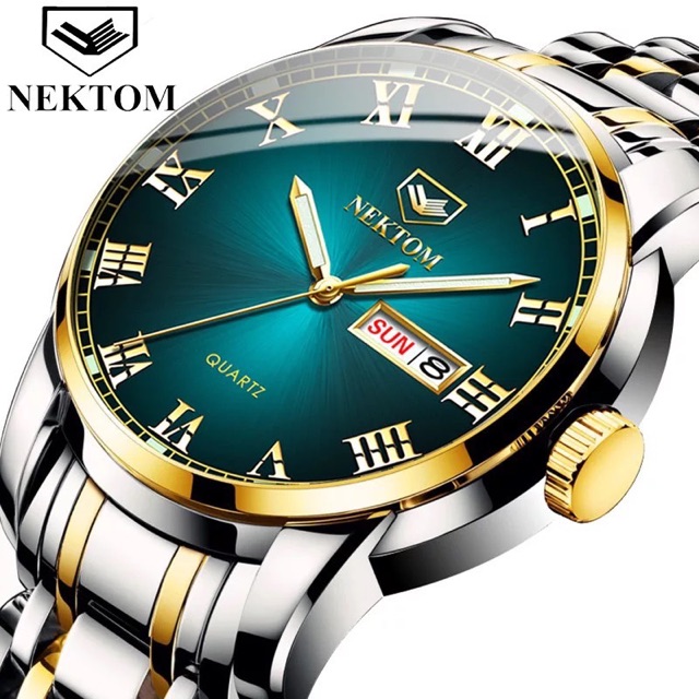 ĐỒNG HỒ NAM NEKTOM DÂY THÉP KHÔNG GỈ KIM DẠ QUANG PHONG CÁCH DOANH NHÂN