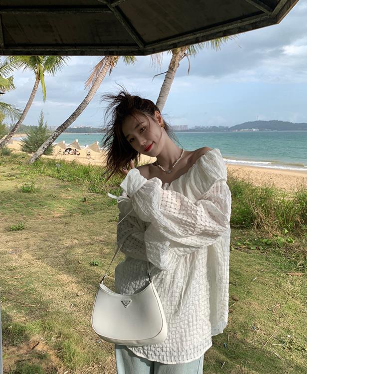 Áo Trễ Vai Dáng Rộng Cột Dây Thời Trang Xuân Hè Mới Cho Nữ