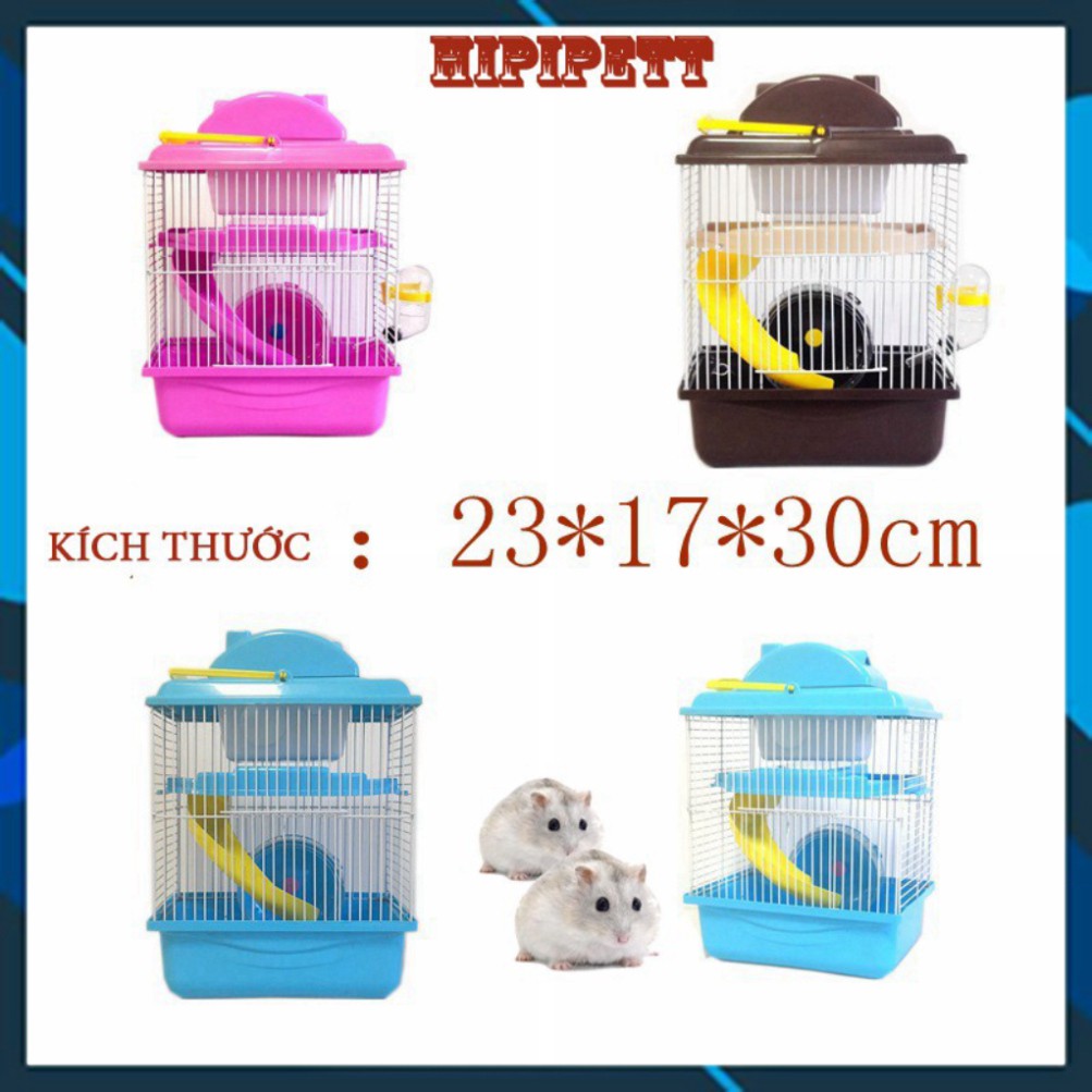 Lồng hamster biệt thự 2 tầng HIPIPETT có mái nhựa ống khói phun sơn tĩnh điện không rỉ