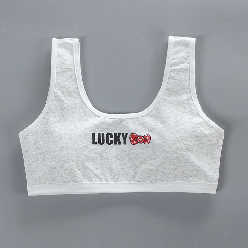 Áo Ngực Thể Thao Hai Lớp Không Đường May In Chữ Chất Liệu Cotton Dành Cho Bé Gái 8-18 Tuổi