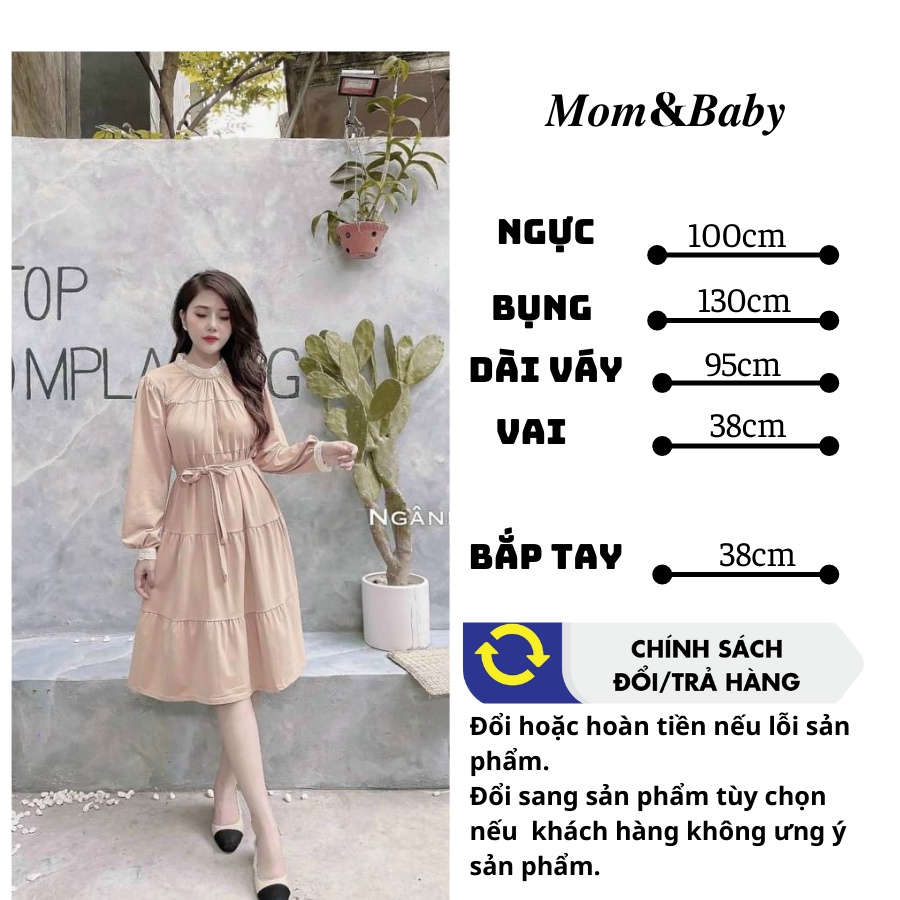 Váy bầu thời trang thiết kế dài tay M201 chất cát hàn freesize từ 45 đến 75kg