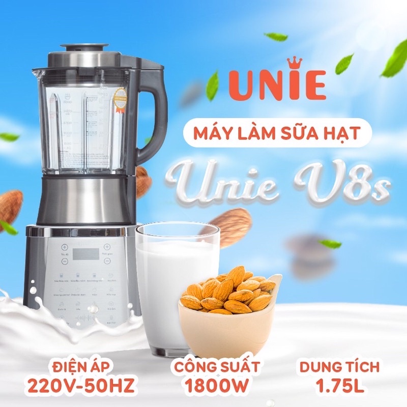 Máy xay nấu sữa hạt UNI V8S đa năng cao cấp chính hãng