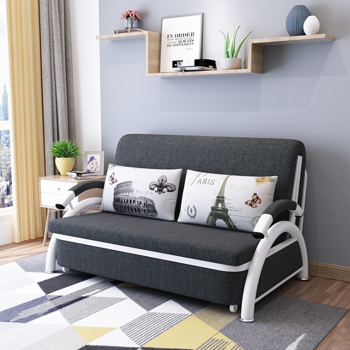 Ghế sofa giường thông minh, Giường sofa đa năng gấp gọn thành ghế. (tặng kèm 2 gối ôm) KT: 1m6 x1m9 - MS147-2