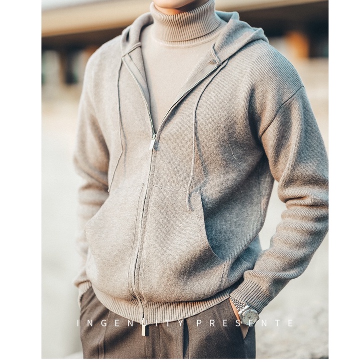 Áo Hoodie Lụa Dệt Kim H3, Khoá Zip Mùa Đông Ấm Áp