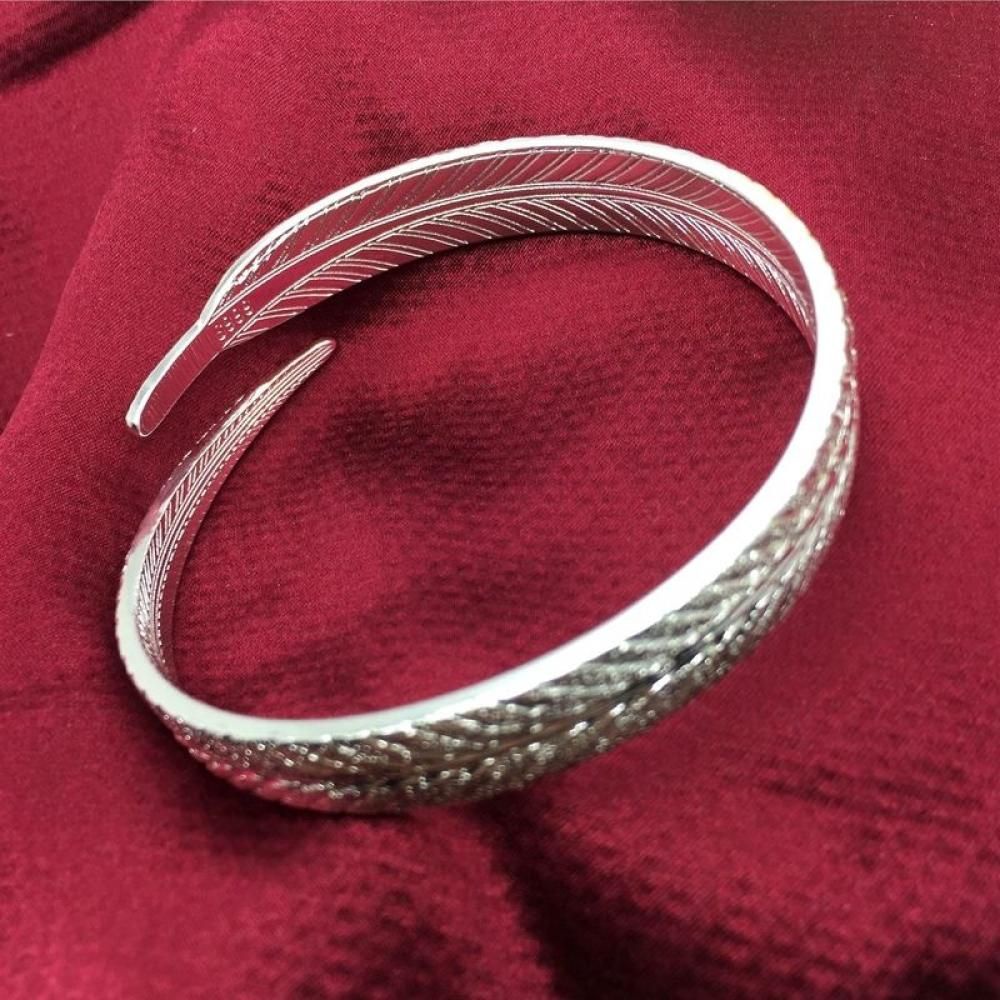 Vòng Đeo Tay Bạc 925 Hình Lông Vũ Thời Trang Dành Cho Nữ