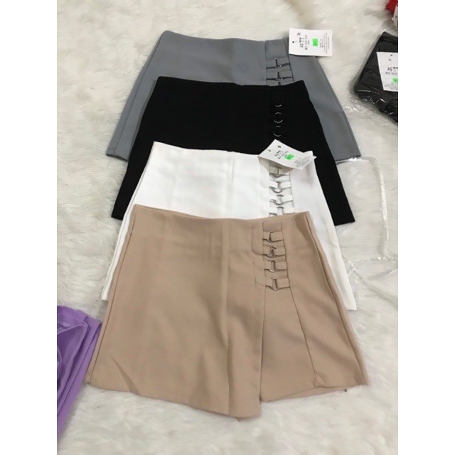 Quần giả váy chữ a kiểu quần short nữ cạp lưng cao phối vạt lệch kèm khuyên mặc ở nhà ngủ đi chơi cực xinh | BigBuy360 - bigbuy360.vn