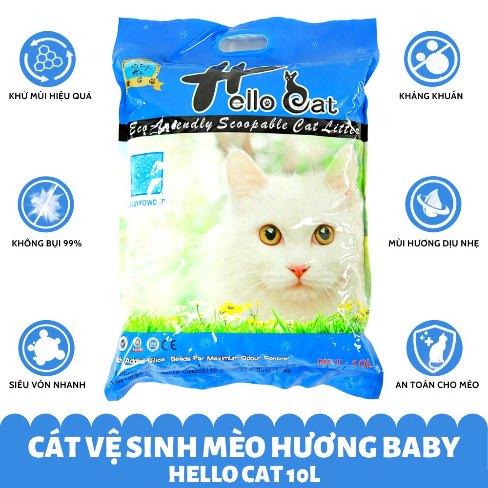Cát vệ sinh từ đất sét cho mèo Hello Cat 10L/7kg - Petemo Pet Shop
