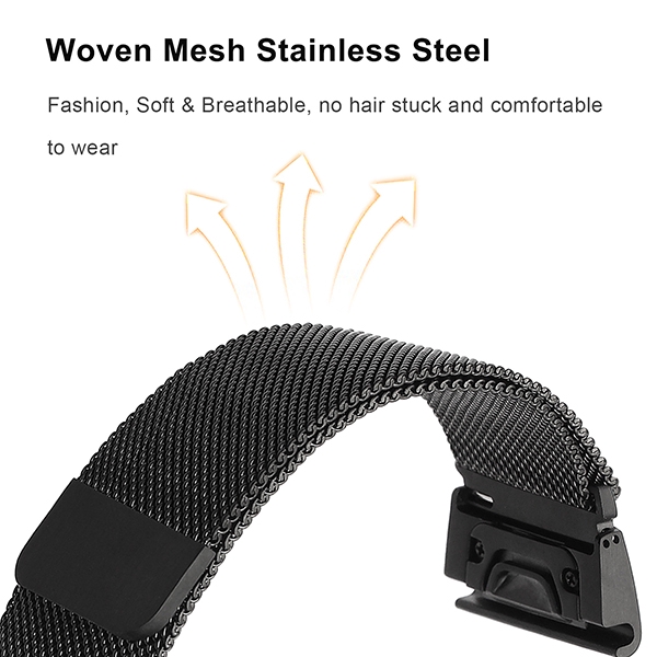 Milanese Watchband for Garmin Fenix 3/HR/5X/5S Plus fenix6 20 22 26mm Quick fit Straps Quick Release Band Magnet Strap