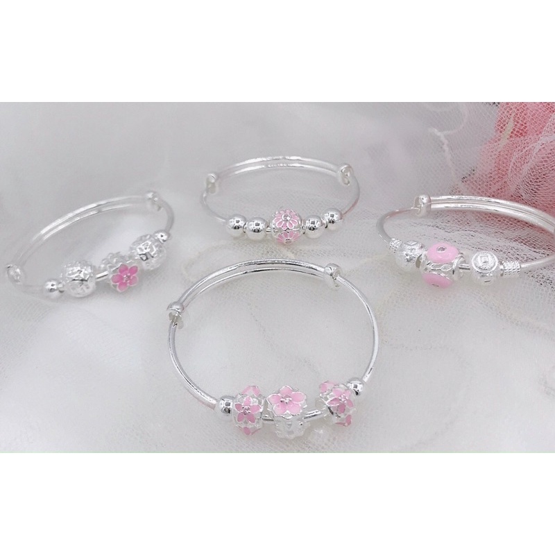 Vòng trẻ em bạc chuẩn tự chỉnh kích thước theo cỡ tay chân