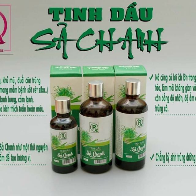 Sỉ -lẻ tinh dầu sả chanh nguyên chất Công ty Hồng tâm|sát trùng-khử mùi-đuổi côn trùng|chai 50ml-100ml