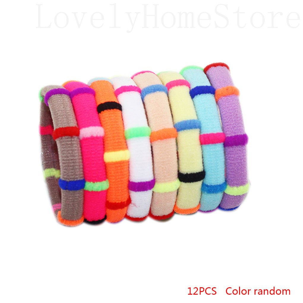 Set 12 Dây Buộc Tóc Co Giãn Đáng Yêu Cho Bé Gái