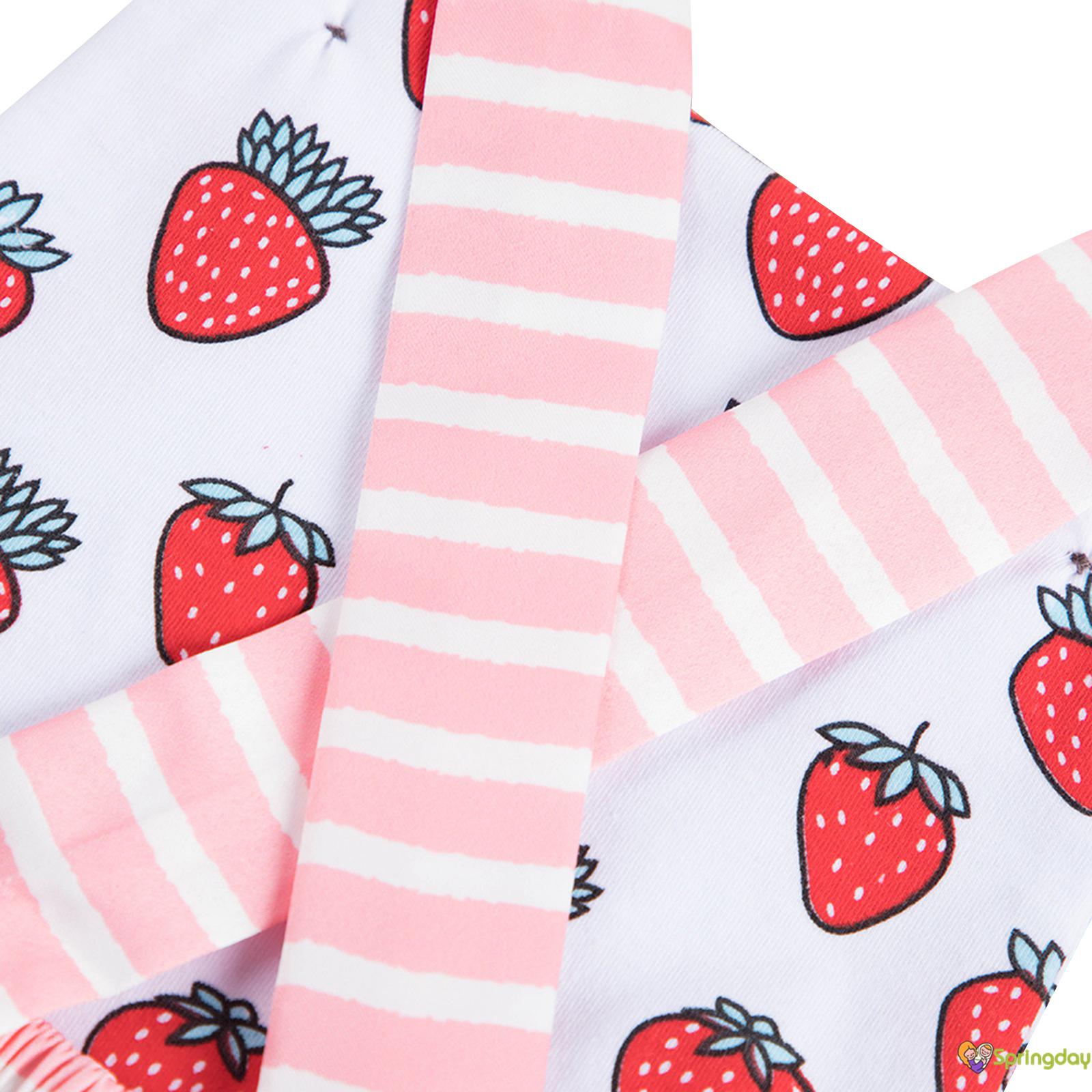 SPRINGDAY-Baby Strawberry Print Short Romper, Girls Sleeveless Square Collar Backless Jumpsuit for Summer