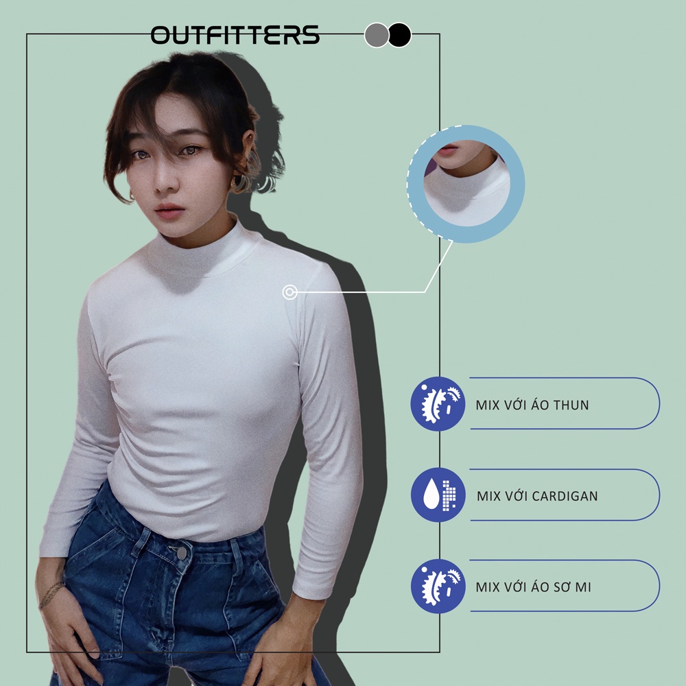 Áo Tay Dài Gân Nữ Outfitters TDS001 Trơn Form Ôm Dáng Thiết Tế Siêu Xinh Chất Vải Compact Cotton