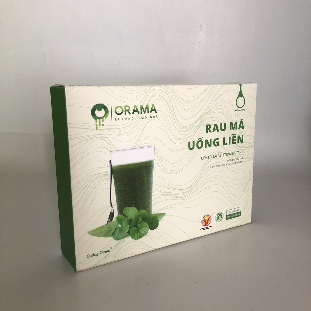 Bột rau má uống liền ORAMA Quảng Thanh hộp 45g (loại không đường) bột nghiền siêu mịn từ lá rau má hữu cơ sấy lạnh