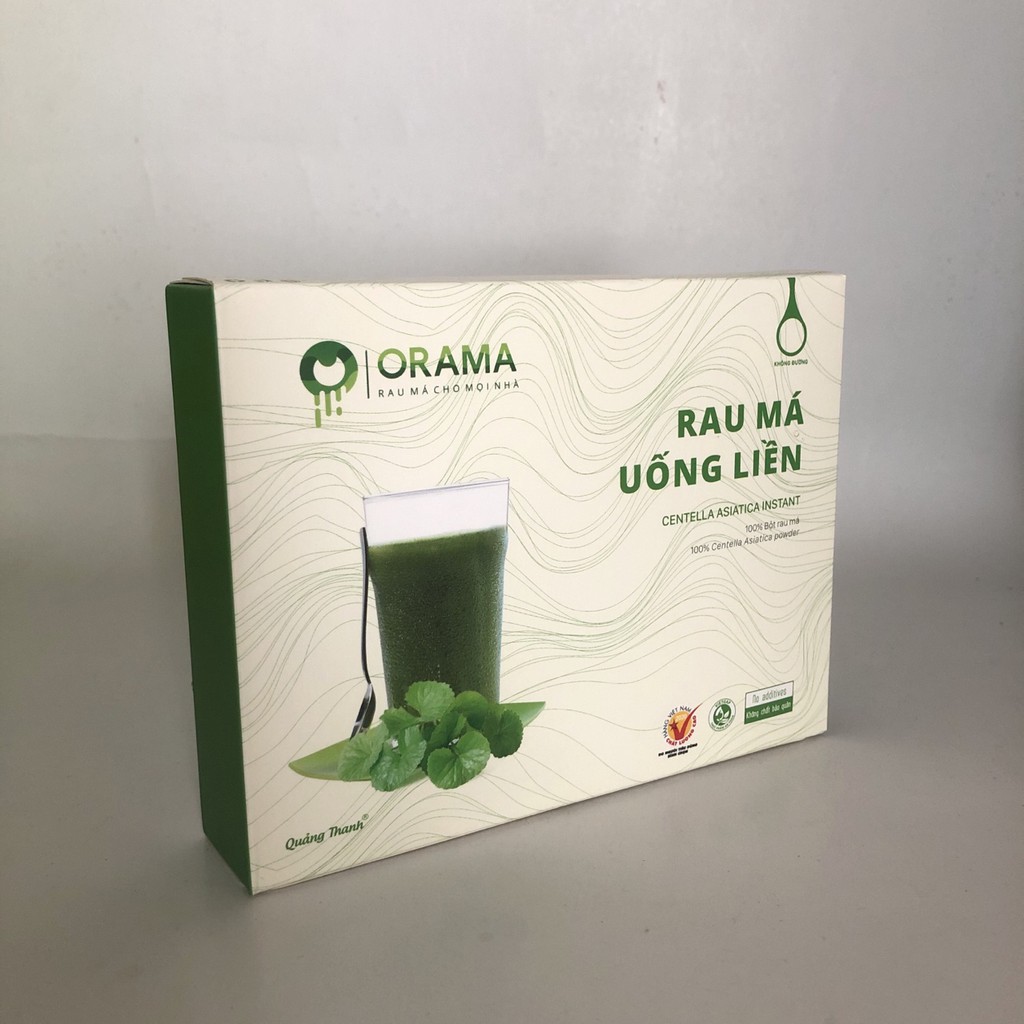 Bột rau má uống liền ORAMA Quảng Thanh hộp 45g (loại không đường) bột nghiền siêu mịn từ lá rau má hữu cơ sấy lạnh