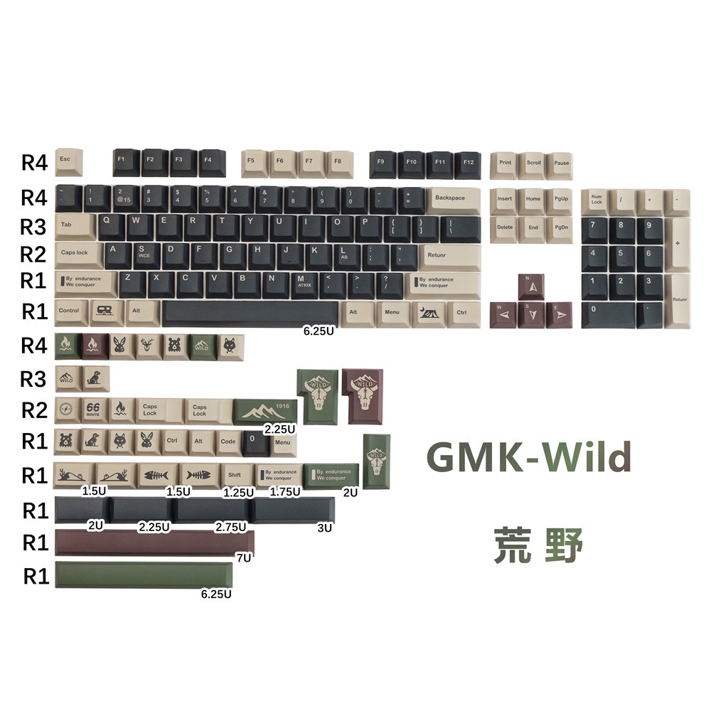 Keycap GMK WILD Clone 140 nút bàn phím cơ Thick PBT Cherry Profile