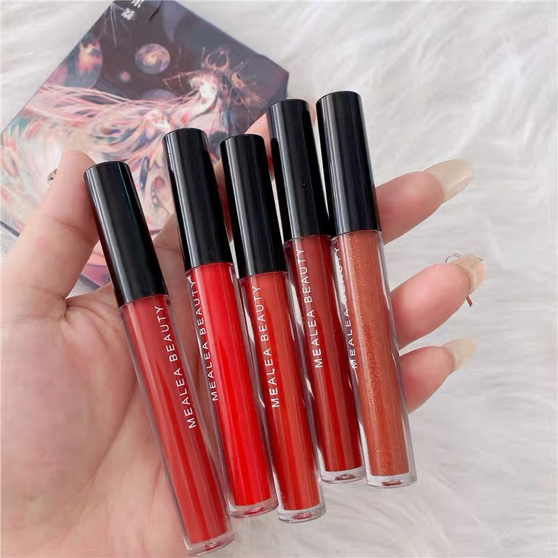 ￼[SẴN SLL-chuyên sỉ ] Set 5 Cây Son Kem Lì Mịn Môi Cô Gái Mealea Beauty Hot insta tiktok tone đất trắng răng trẻ trung