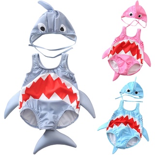 [hàng sẵn] Đồ bơi cá mập cho bé, set baby shark kèm mũ có đuôi, đồ bơi cho bé