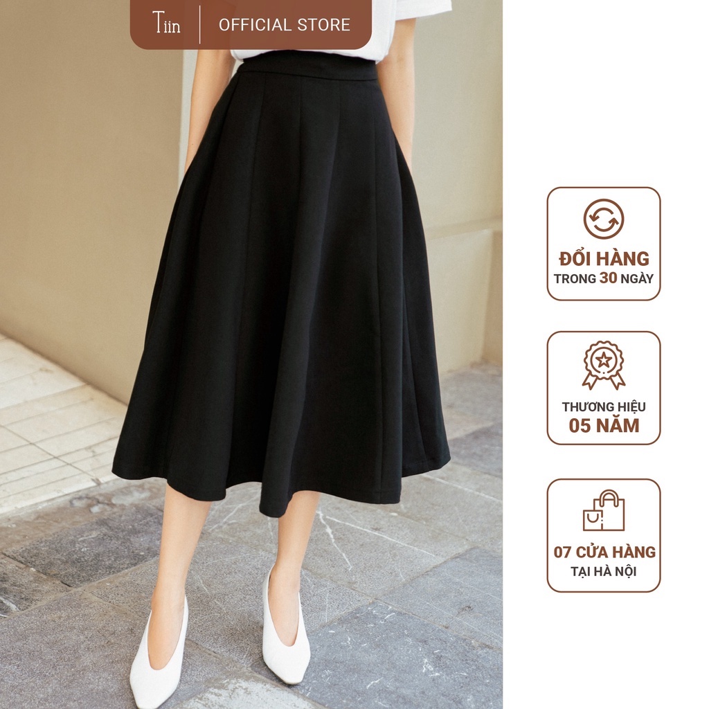Chân váy dáng dài , cạp chun sau dáng xoè ly chất liệu tuyết mưa, hàng thiết kế by TIIN STORE CHD041