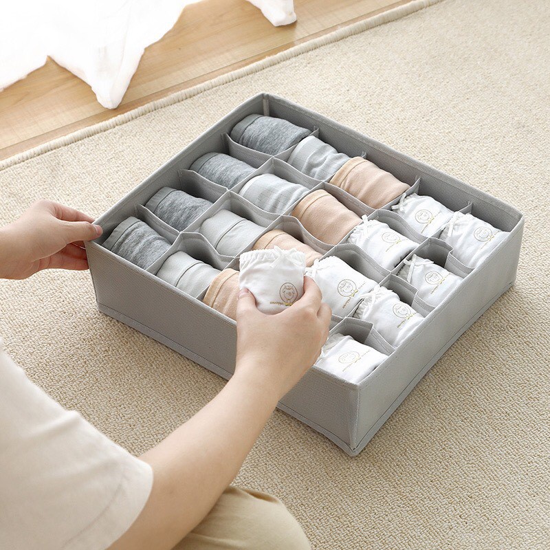 Combo 3 Hộp Vải Đựng Bảo Quản Đồ Lót, Khay Đựng Quần Áo Tất Vớ Bằng Vải Không Dệt Tiện Ích 6, 7, 24 Ngăn 88287