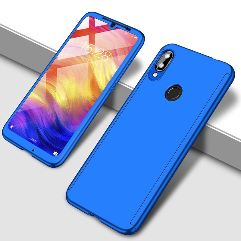 Ốp điện thoại kính cường lực phối PC cứng bảo vệ toàn diện dành cho Xiaomi Redmi Note 8 Pro Note 7 6 5 4X