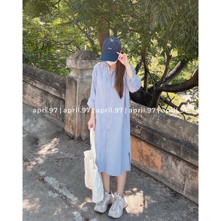 Đầm sơ mi kaki suông tay dài (ảnh thật/ có sẵn)
