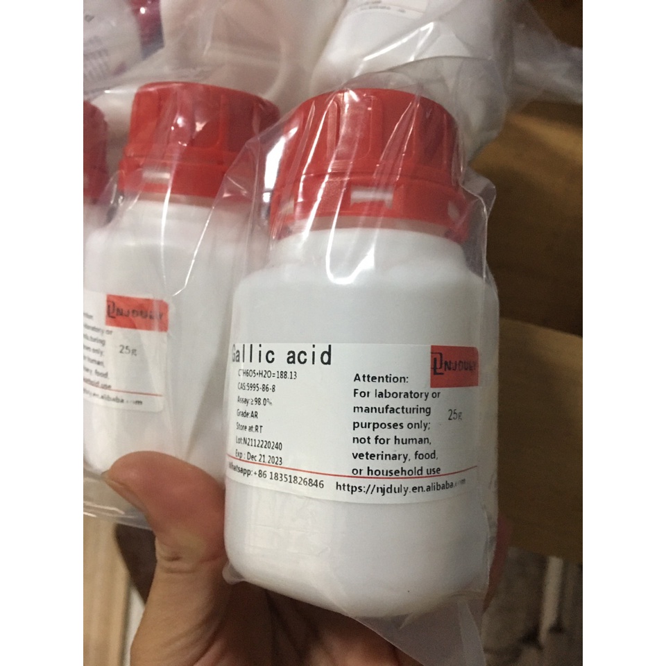 hóa chất Gallic acid cas 5995-86-8 25g,100g