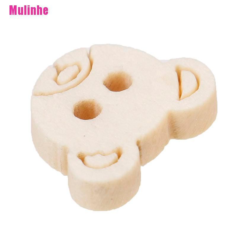 Set 20 Nút Gỗ 2 Lỗ Hình Gấu Teddy Dành Cho Trẻ Em