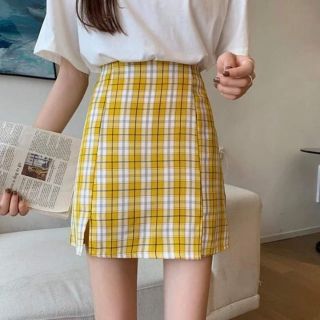 Chân váy kẻ sọc hàn xẻng