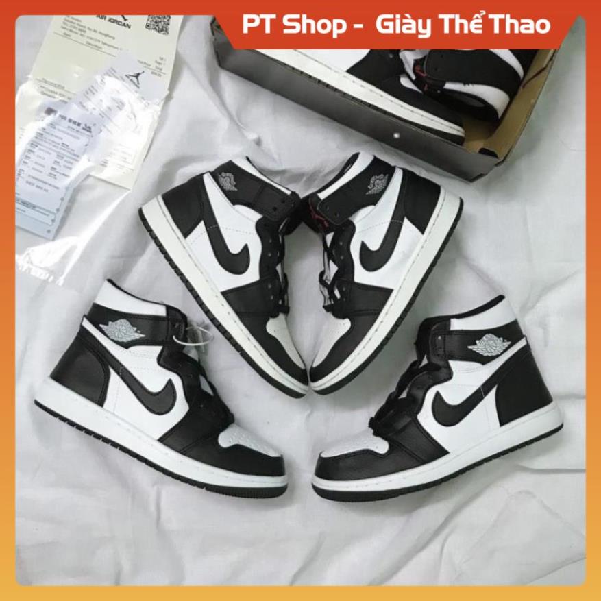 [FreeShip+ Hàng Xịn] Giày Jordan 1 panda đen trắng High, Giày JD1 Panda Cổ Cao Đen Trắng