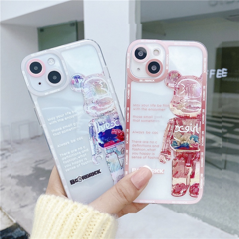 Ốp lưng iphone trong Bear Bric-k có viền bảo vệ cam 6/6s/6plus/6splus/7plus/8plus/x/xsmax/11/11promax/12/12pro/12promax