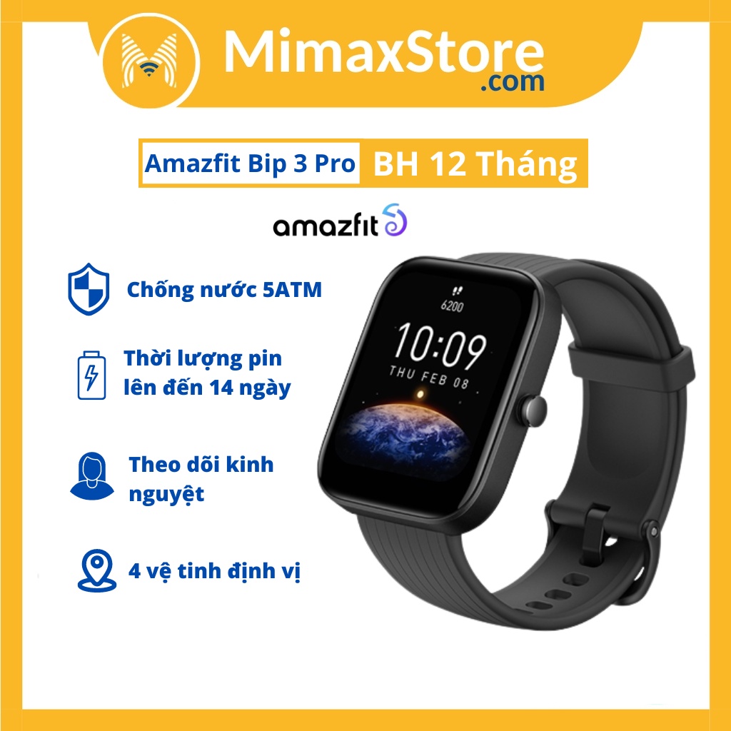 Đồng Hồ Thông Minh Amazfit Bip 3 Pro | Bản Quốc Tế | Hàng Chính Hãng | Bảo Hành 12 Tháng | Mimax Store