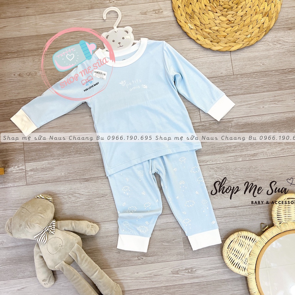 NOUS Bộ dài tay thu đông nous dài tay cài vai nous cho bé 12M-24M chất liệu petit và nuair