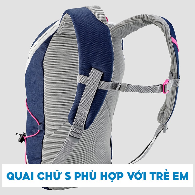 Balo Thể Thao QUECHUA MH100 Leo Núi Dã Ngoại 10 Lít - Xanh Hồng