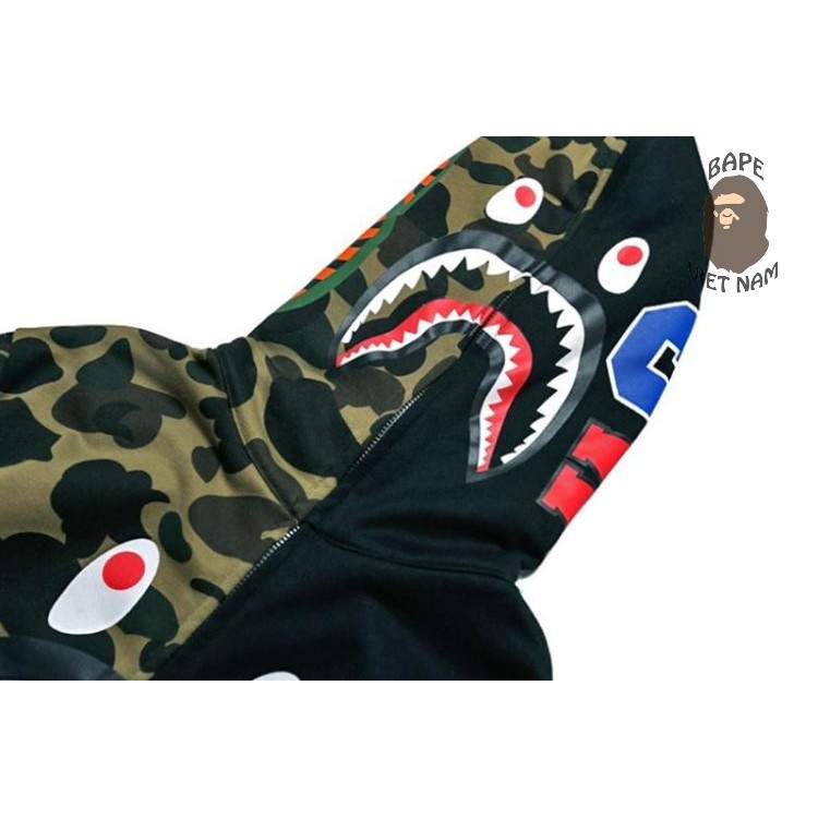 [Ảnh thật + FREESHIP] Jacket Bape Shark Half Camo fullzip , Áo Hoodie Bape Cá Ngáo