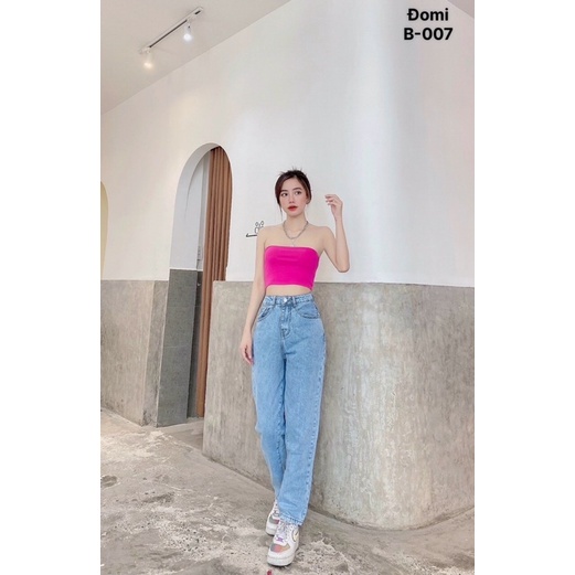 Quần bò nữ - baggy jean nữ trơn Lê Huy Fashon cạp cao màu xanh nhạt MS 007