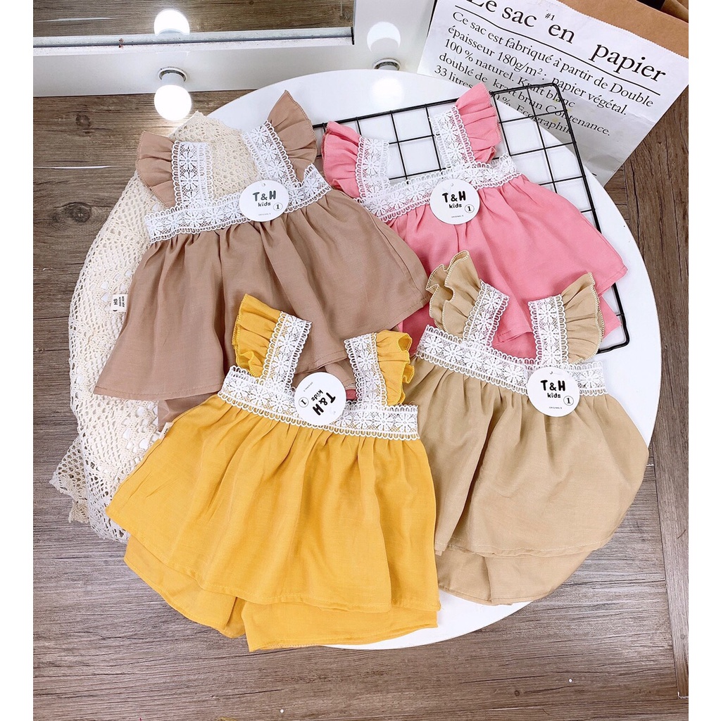 set bé gái, bộ đồ cho bé gái 4 màu vàng, hồng, be, nâu