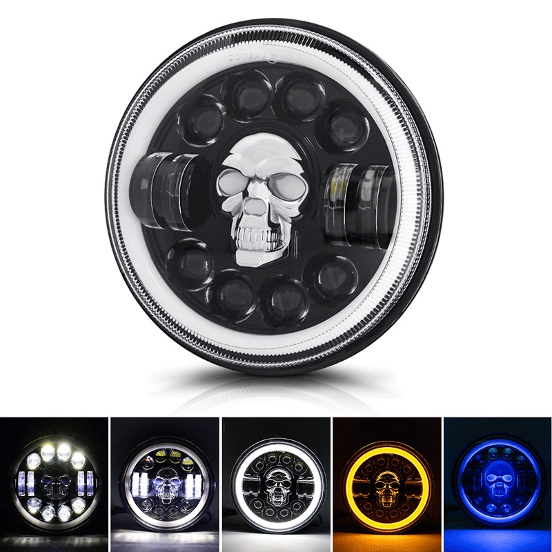 Đèn Pha Led E9 7 inch 60W 6000K 3500K Cho Xe Mô Tô Địa Hình Lada 4x4 Niva Offroad 12V 24V Wrangler