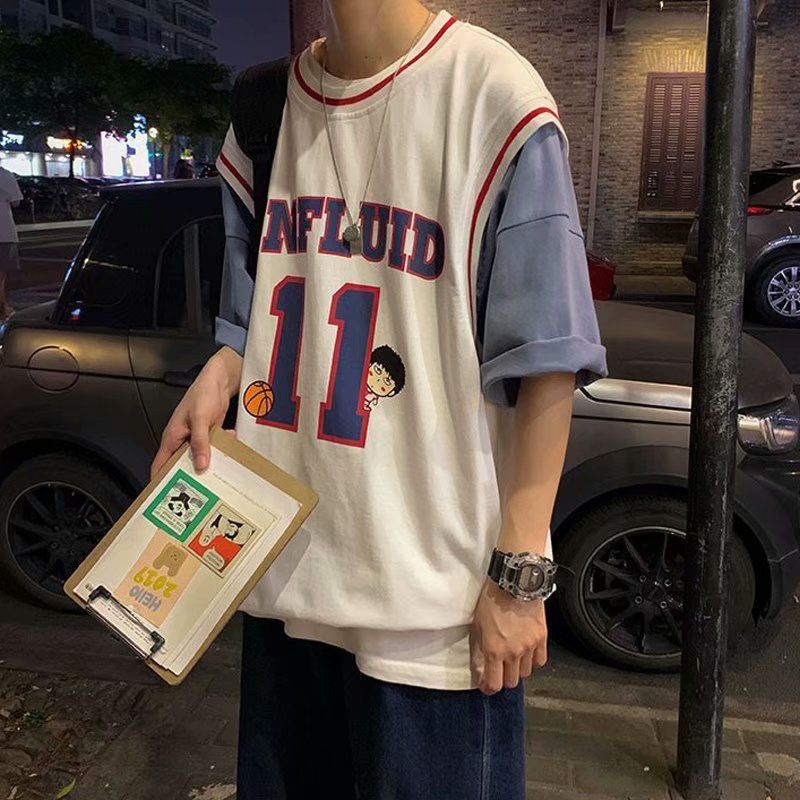 T-shirt Quần áo thể thao Bộ Đồ Thể Thao Bóng Rổ Ngắn Tay Thời Trang Mùa Hè Hàn Quốc Dành Cho Nam