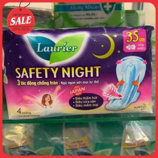 ( Mẫu Mới ) Băng vệ sinh ban đêm Laurier Fresh and Free đêm nhiều có cánh 4 miếng 35cm