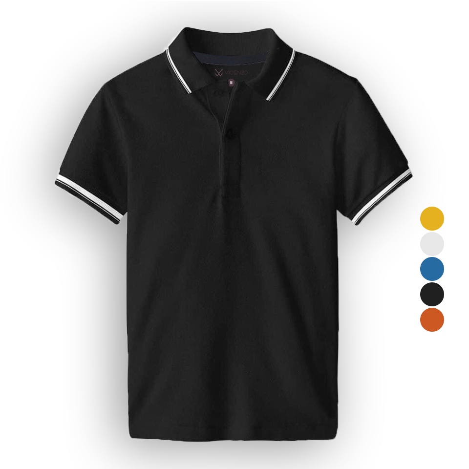 Áo Polo nam Vicenzo form regular fit chuẩn hàng xuất cao cấp, áo thun phông polo nam trơn tay ngắn có cổ - ATN02