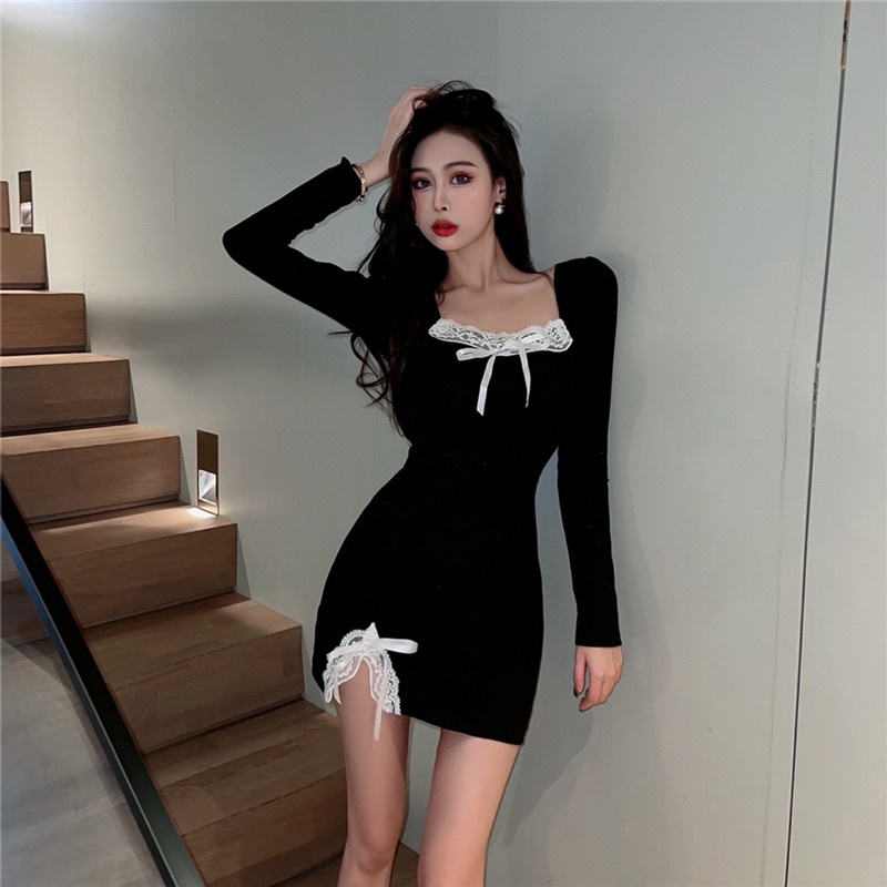 Váy Nữ, Đầm Nữ Ôm Sát Tôn Body Dài tay Xẻ Tà Phối Ren Thời Trang Sexy Dành Cho Nữ ROSEBOUTIQUE | BigBuy360 - bigbuy360.vn