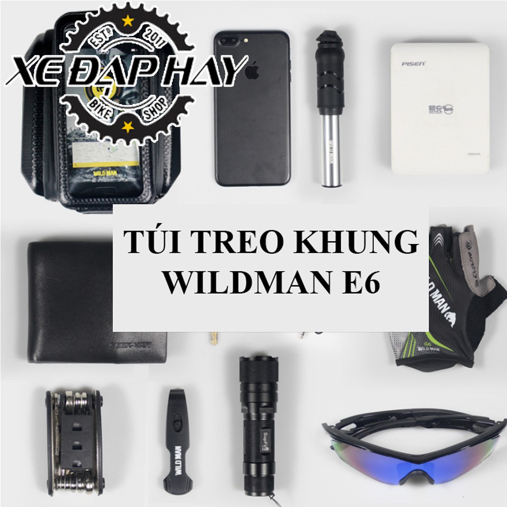 Túi Treo Khung WILDMAN E6 | Túi Treo Sườn Xe Đạp Thể Thao | Có Ngăn Đựng Điện Thoại Cảm Ứng, Chống Mưa