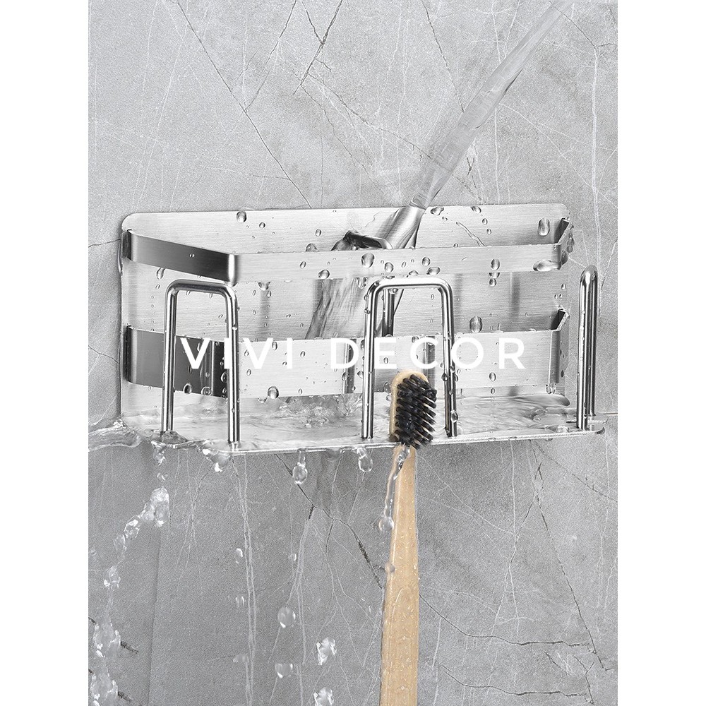 Kệ Đựng Tuýp Kem Đánh Răng , Bàn Chải INOXSUS304 Phay Xước Cao Cấp Đa Năng Chéo Dán Tường