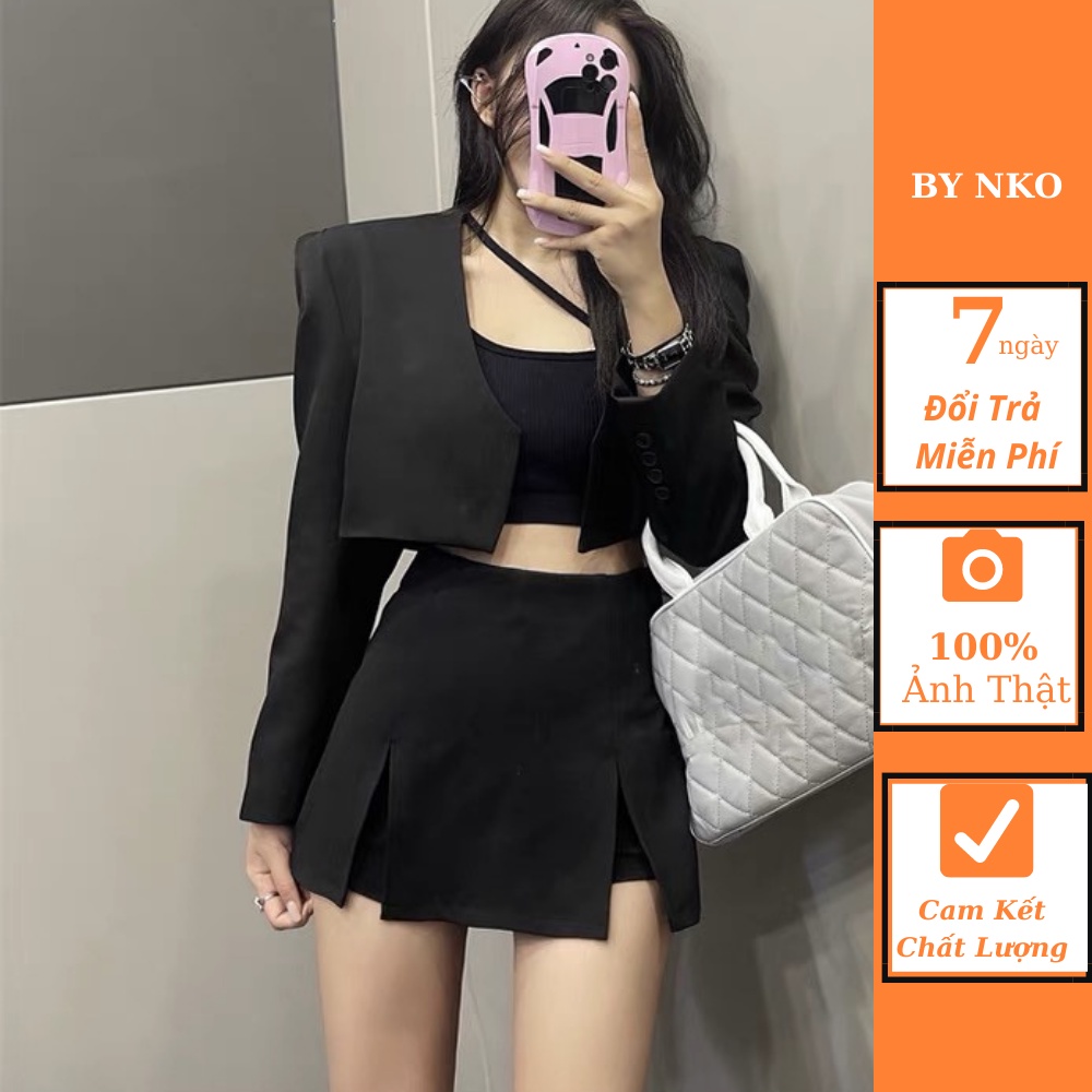 Chân Váy Chữ A BY NKO Lưng Cao Xẻ Tà, Chân Váy Ngắn Phong Cách Hàn Quốc Trẻ Trung Qv01