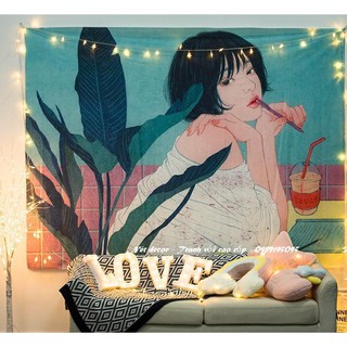 (tặng phụ kiện) Tranh vải treo tường decor Cô Gái (hàng đẹp)