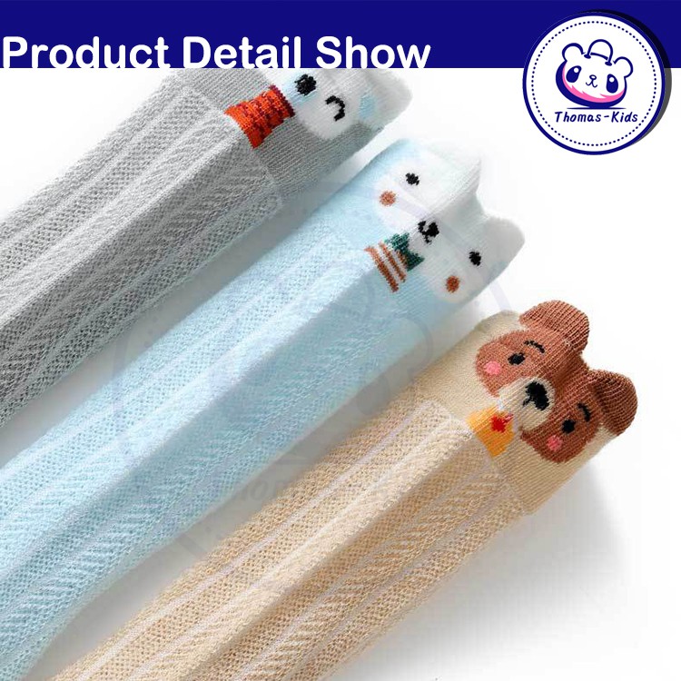 Set 3 Đôi Vớ Cotton Thoáng Khí Thoải Mái Họa Tiết Động Vật Hoạt Hình Cho Bé 0-3 Tuổi