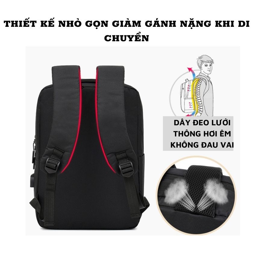 Balo Laptop 15.6 Inch chống sốc Cặp Đựng Laptop dùng đi học, đi làm, đi chơi tích hợp cổng sạc USB cao cấp