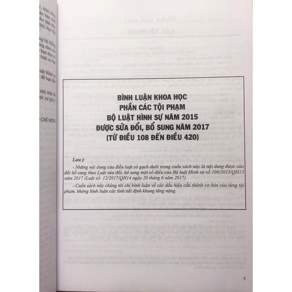Sách- Bình luận khoa học phần các tội phạm bộ luật hình sự 2015 sửa đổi bổ sung 2017 | BigBuy360 - bigbuy360.vn